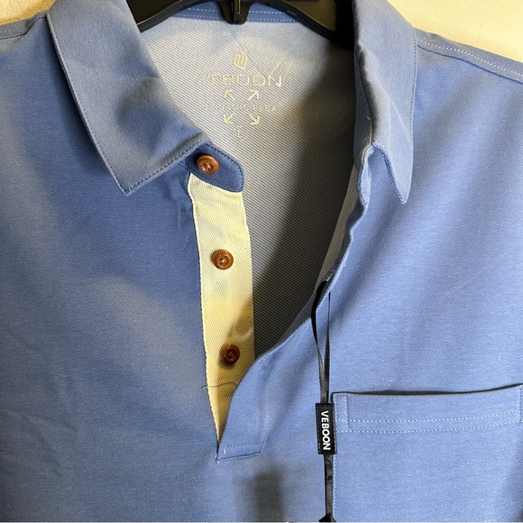 VEBOON Polo Men Collared T Shirts Front Pocket Cotton Blend Short Sleeve Tees L - Picture 4 of 8